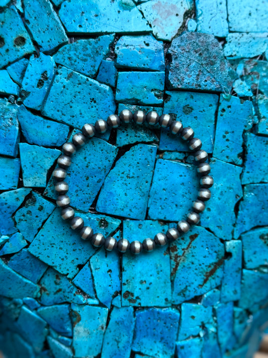6mm 925 Sterling Silver Pearl Stretch Bracelet – Machine Made
