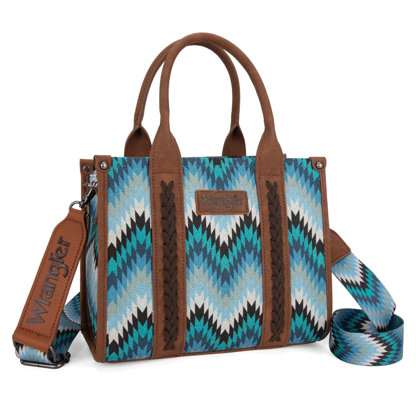 Wrangler Retro Chevron Southwestern Print Dual Sided Print Concealed Carry Crossbody Tote Handbag