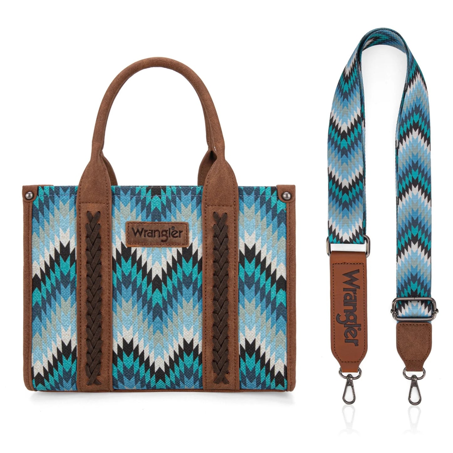 Wrangler Retro Chevron Southwestern Print Dual Sided Print Concealed Carry Crossbody Tote Handbag