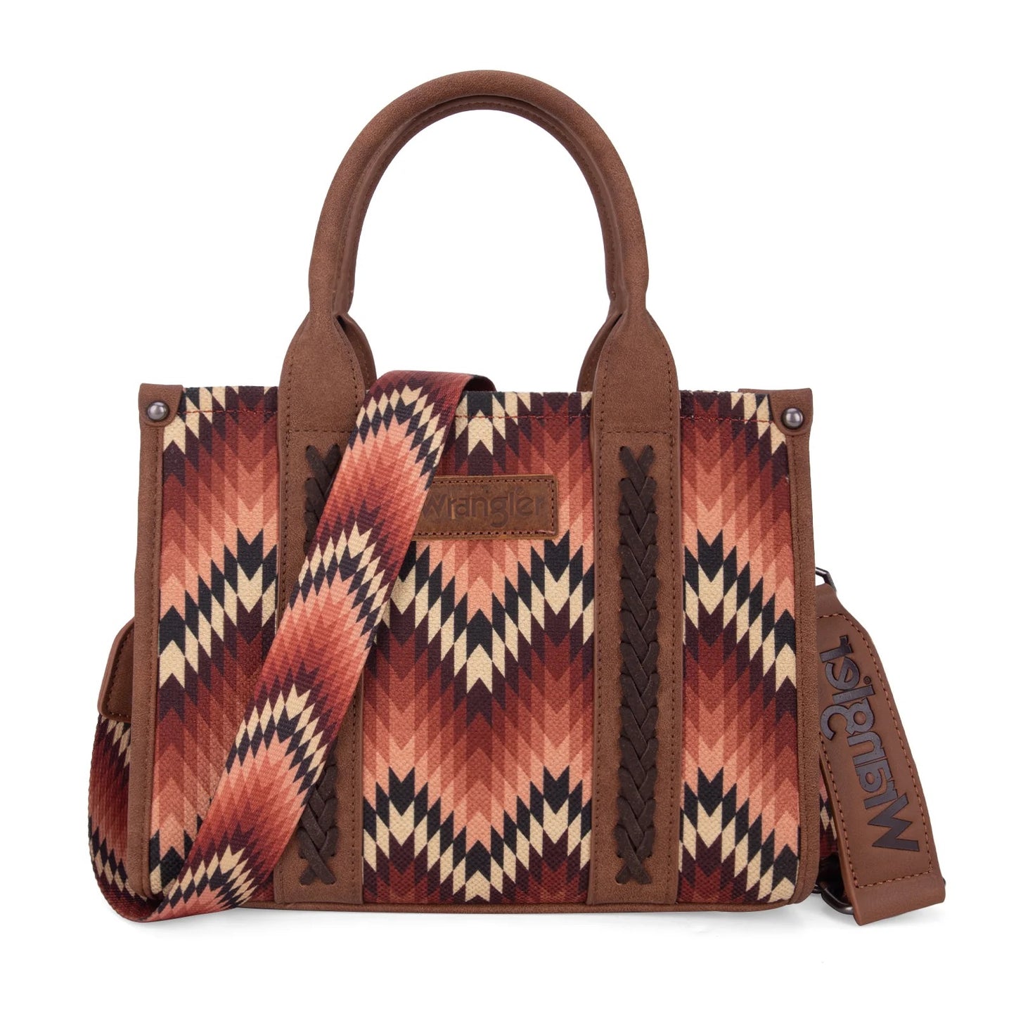 Wrangler Retro Chevron Southwestern Print Dual Sided Print Concealed Carry Crossbody Tote Handbag