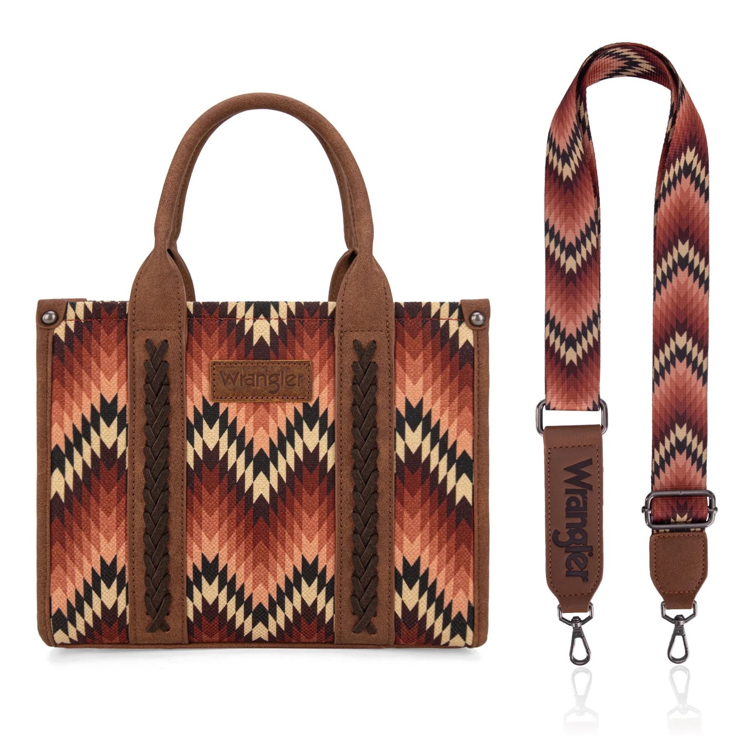 Wrangler Retro Chevron Southwestern Print Dual Sided Print Concealed Carry Crossbody Tote Handbag