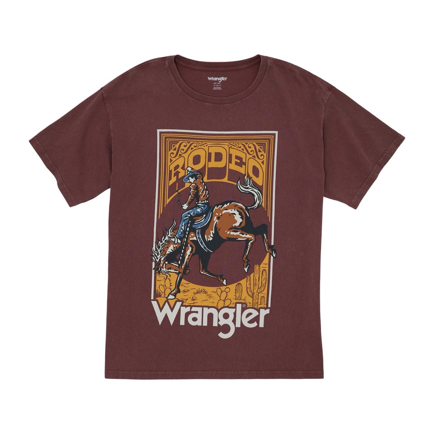 Women's Wrangler Acid Wash Graphic Oversized Tee – Retro Western Style Meets All-Day Comfort