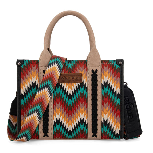 Wrangler Retro Chevron Southwestern Print Dual Sided Print Concealed Carry Crossbody Tote Handbag