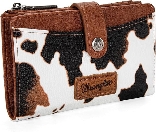 Wrangler Cow Print Snap Closure Wallet