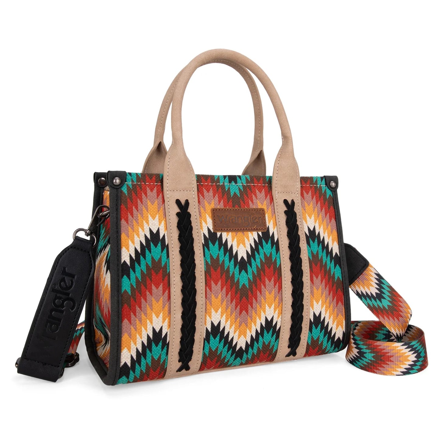 Wrangler Retro Chevron Southwestern Print Dual Sided Print Concealed Carry Crossbody Tote Handbag