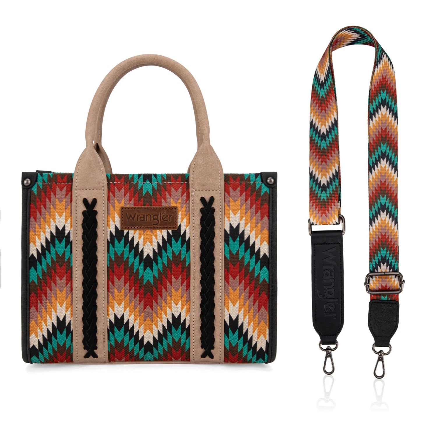 Wrangler Retro Chevron Southwestern Print Dual Sided Print Concealed Carry Crossbody Tote Handbag