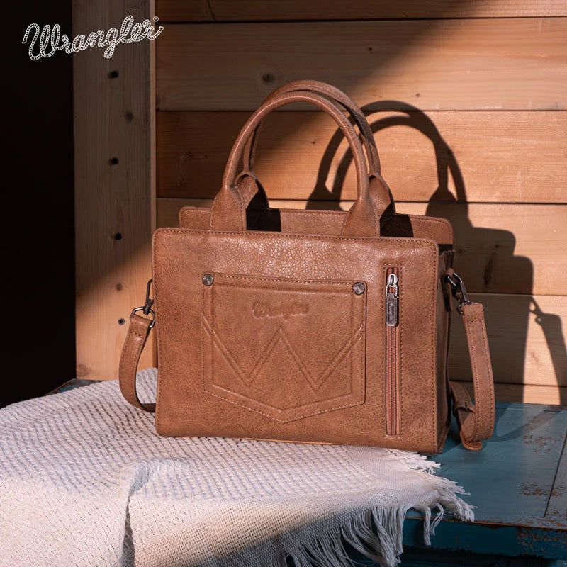 Wrangler Embroidered Boot Scroll Tote Crossbody Bag