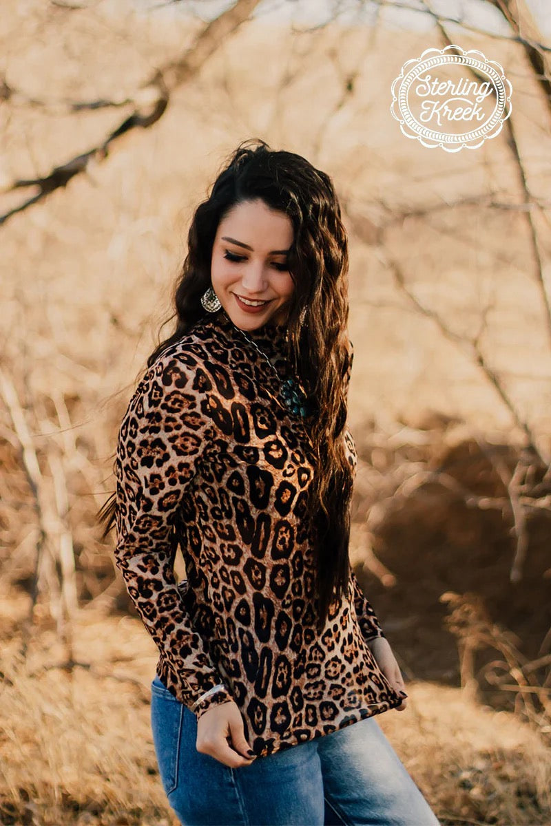 Hear Me Roar Sheer Leopard Print Long Sleeve Mesh Top