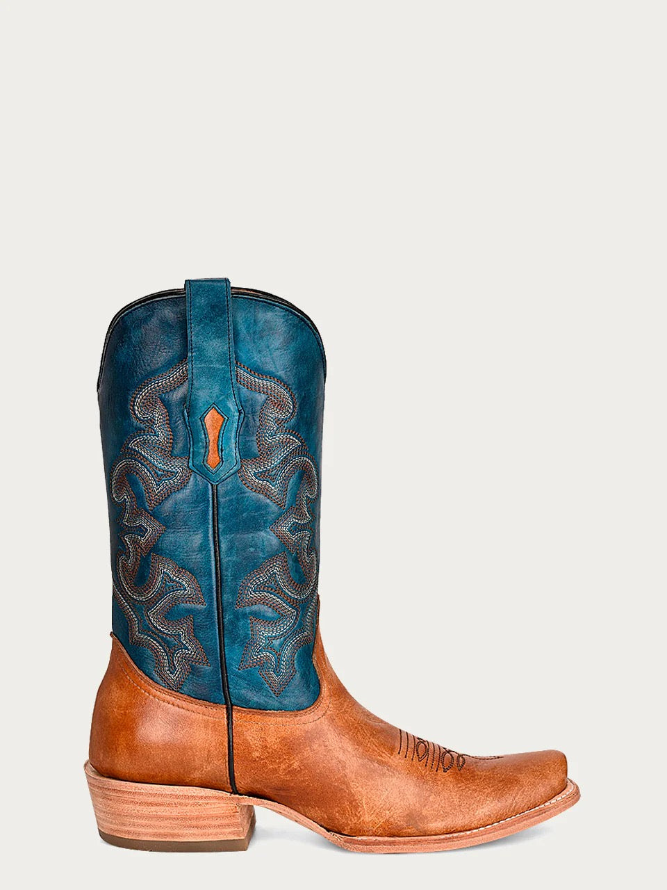 Corral Woman's Wide Square Turquoise Embroidery Boots