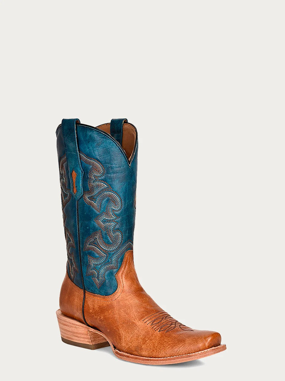 Corral Woman's Wide Square Turquoise Embroidery Boots