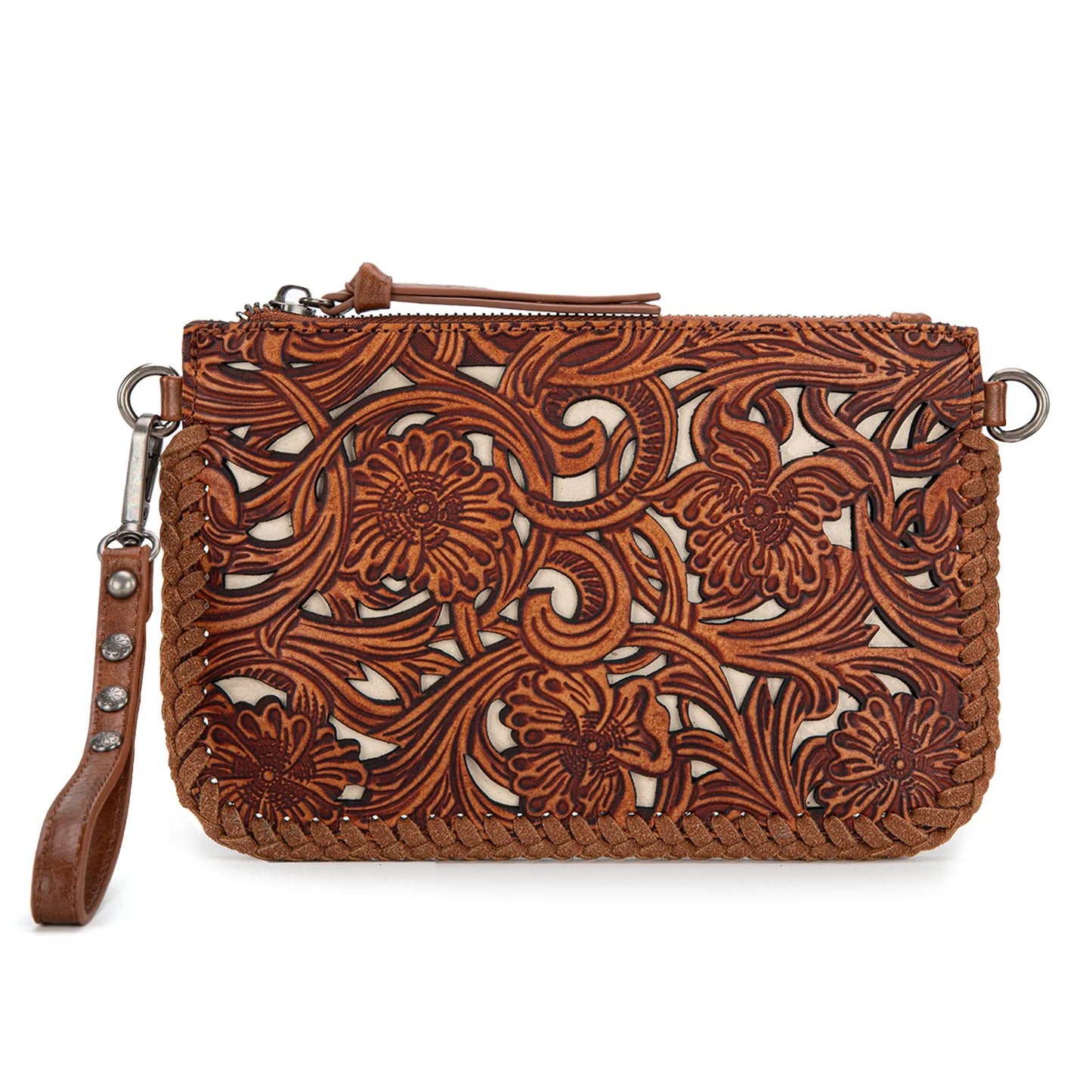 Trinity Ranch Leather Floral Tooled Collection Clutch Crossbody