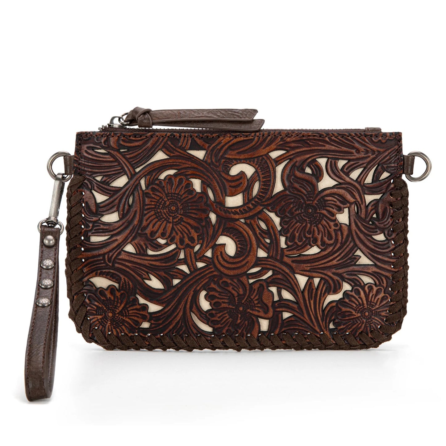 Trinity Ranch Leather Floral Tooled Collection Clutch Crossbody