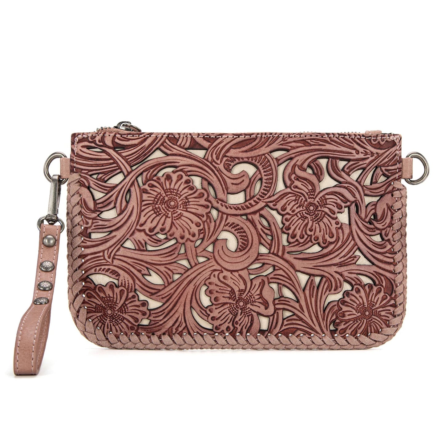 Trinity Ranch Leather Floral Tooled Collection Clutch Crossbody