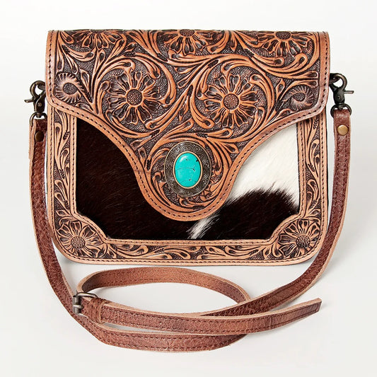 American Darling Genuine Hair-On Hide Leather Crossbody Bag – Western Handcrafted Shoulder Purse