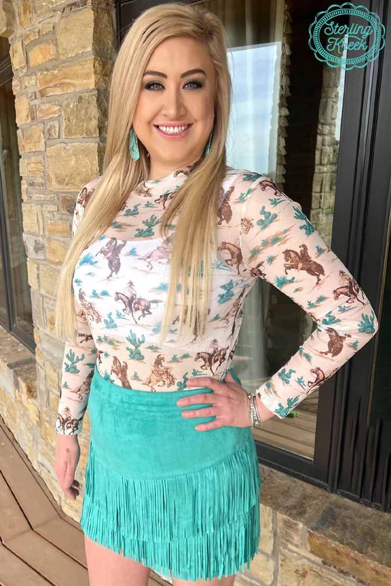 Chisholm Trail Western Mesh Top – Vintage Rodeo-Inspired Sheer Blouse