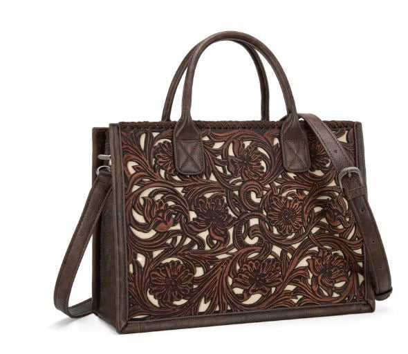 Trinity Ranch Floral Tooled Tote Bag