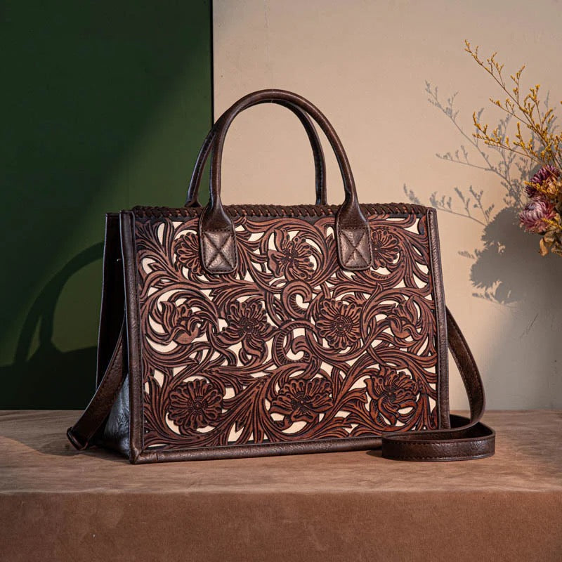 Trinity Ranch Floral Tooled Tote Bag