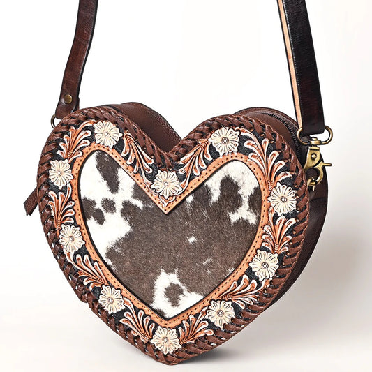 American Darling Genuine Leather Heart Shaped Crossbody Purse