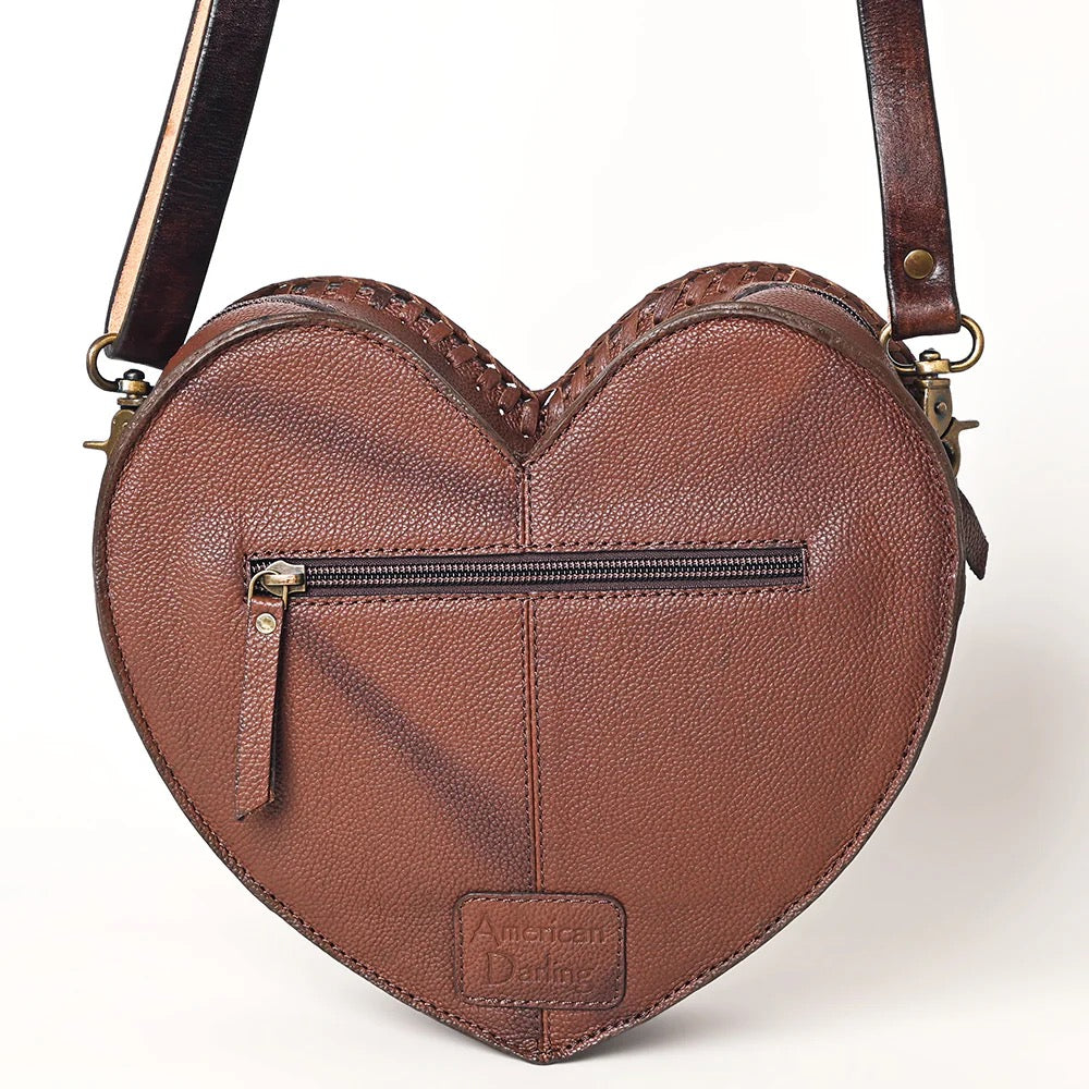 American Darling Genuine Leather Heart Shaped Crossbody Purse