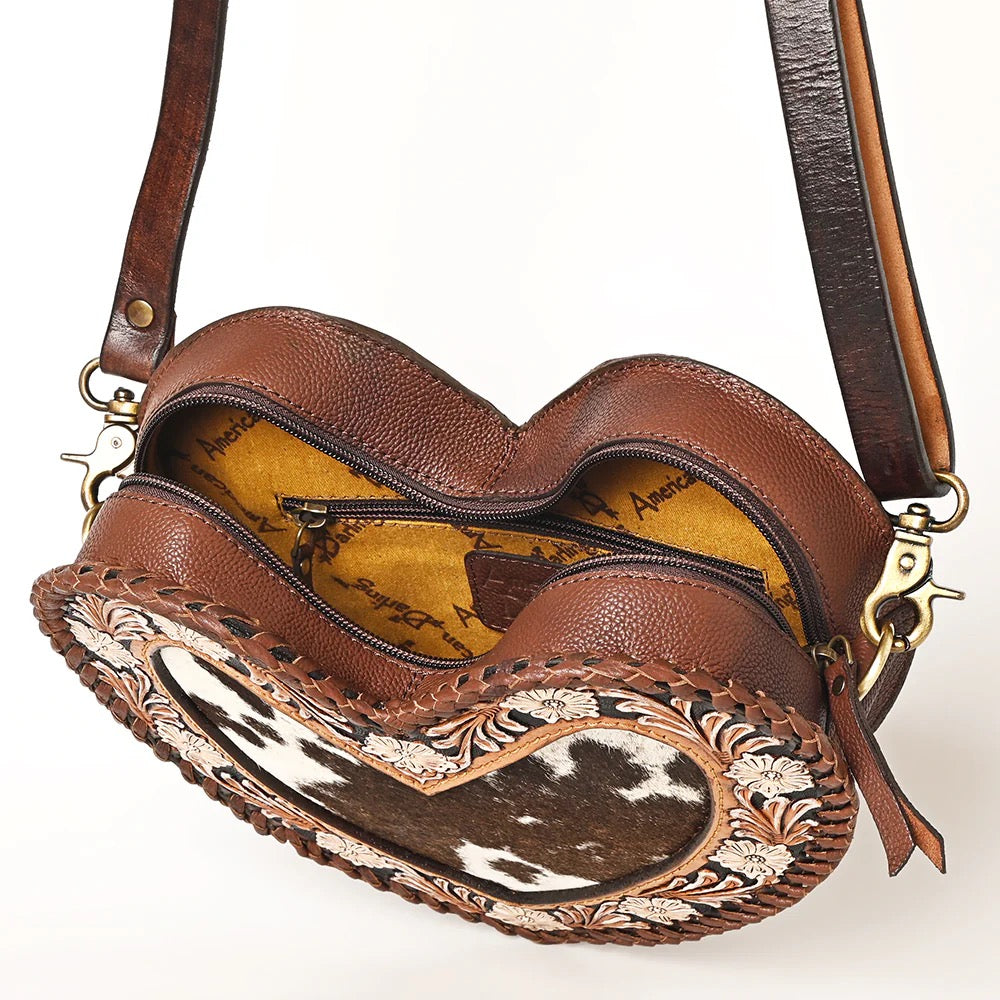 American Darling Genuine Leather Heart Shaped Crossbody Purse