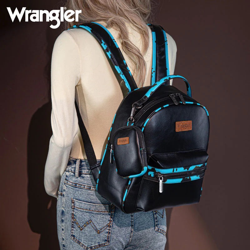 dallas vegan leather backpack Wrangler Pink Cow Print With Coin Pouch Its our beloved La Mere design Wrangler Cow Print Decorated Zippered