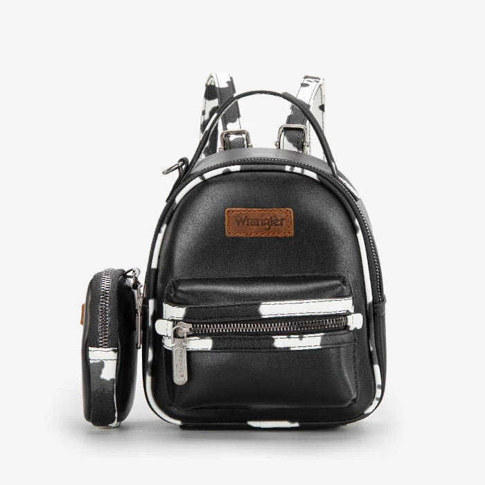 diagonal zipper mini backpack leather Wrangler Mini Cow Print Accented Backpack – Stylish and Compact Faux L – Dani Morgans