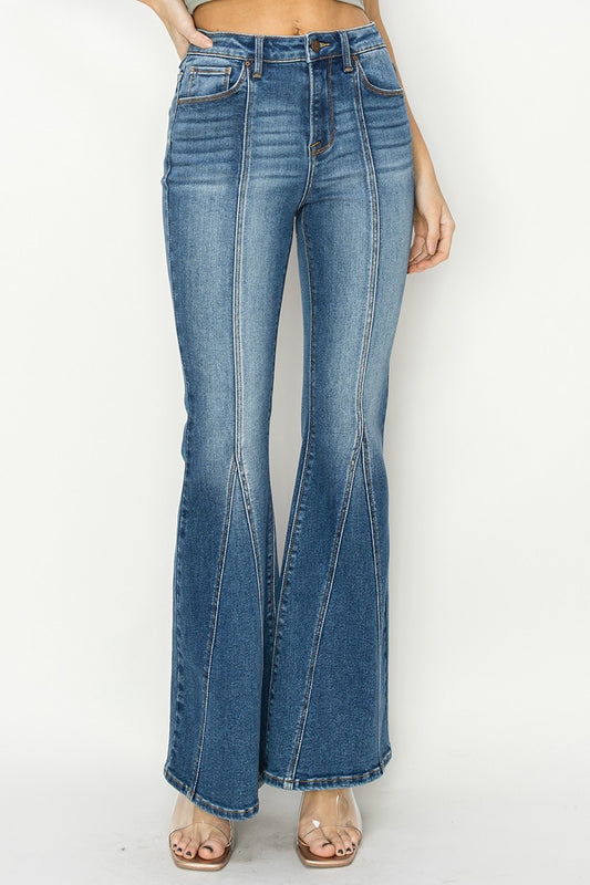 Andie High Rise Front Inseam Flare Risen Jeans