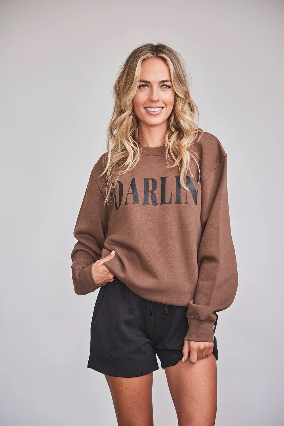 Sweet and Simple Darlin Crewneck in Brown