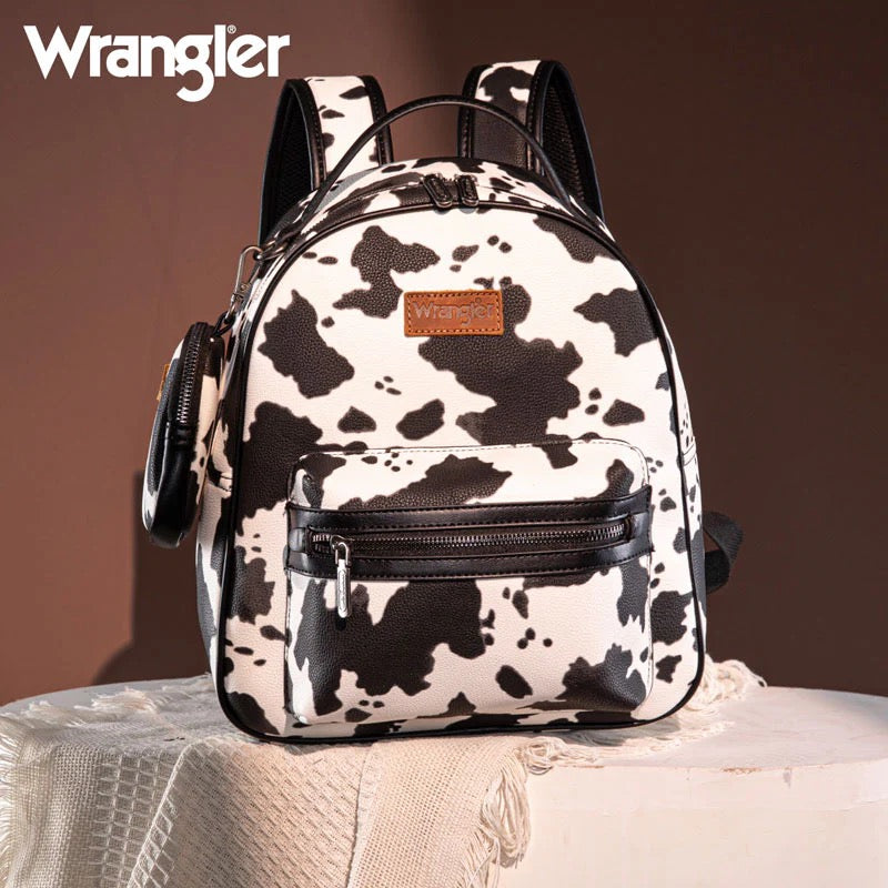 Cow Print Zippered Backpack-Wrangler Women’s Fashion Backpack –  Western Style