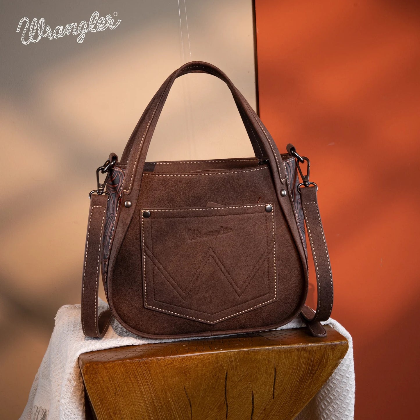 Wrangler Genuine Hair-On Cowhide Tote/Crossbody Bag