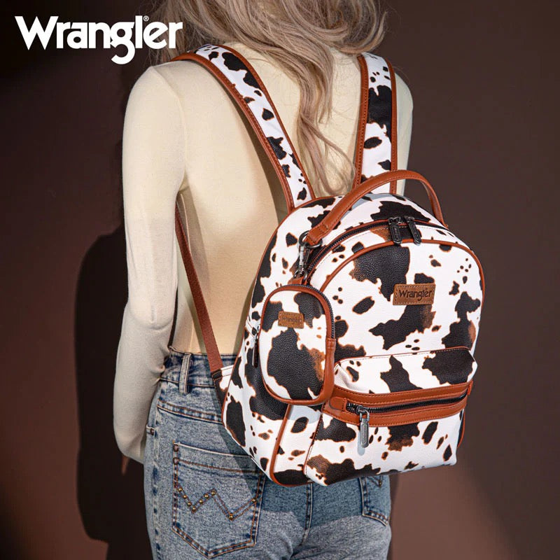 Cow Print Zippered Backpack-Wrangler Women’s Fashion Backpack –  Western Style