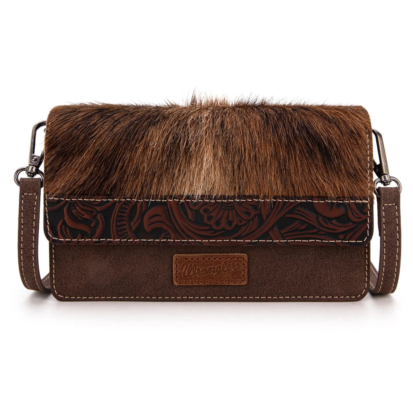 Wrangler Genuine Hair-On Cowhide Wallet/Crossbody