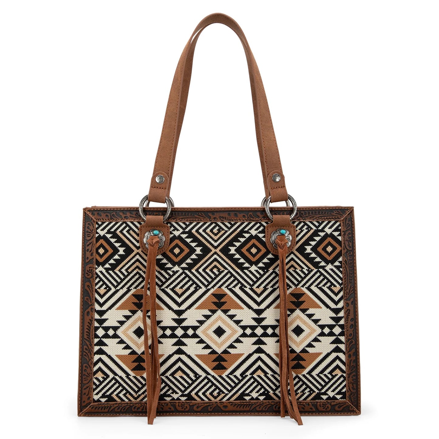 Montana West Southwestern Tapestry Fringe Accented Concealed Carry Tote