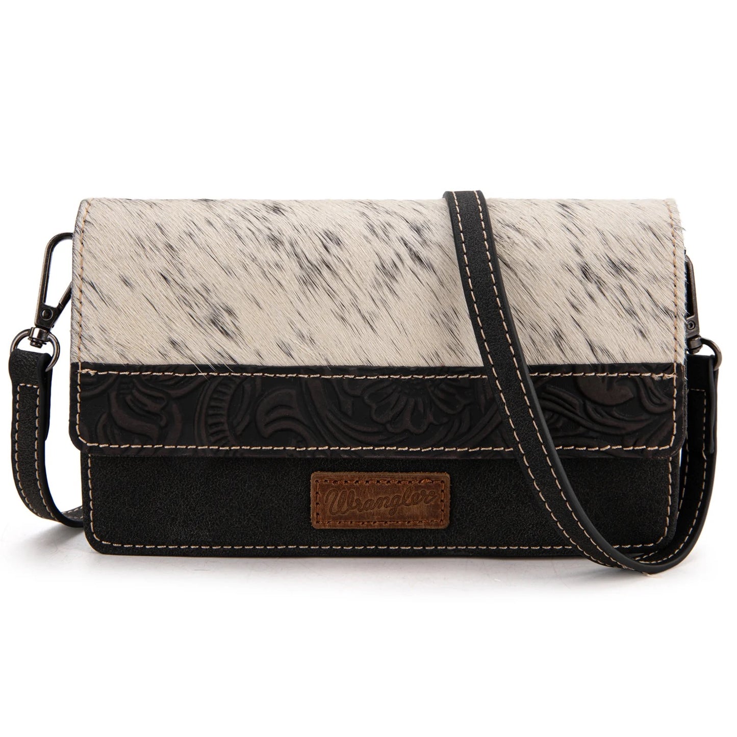 Wrangler Genuine Hair-On Cowhide Wallet/Crossbody