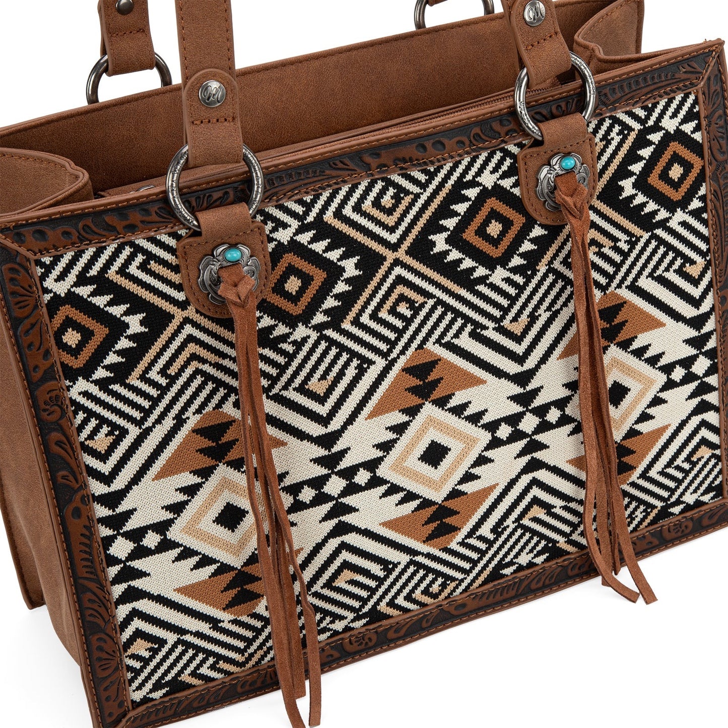 Montana West Southwestern Tapestry Fringe Accented Concealed Carry Tote