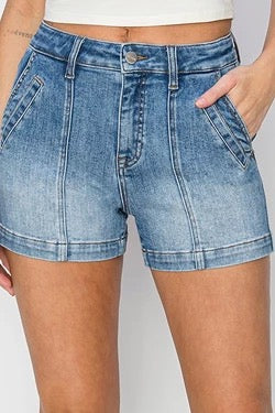 High Rise Front Seam Detail Shorts