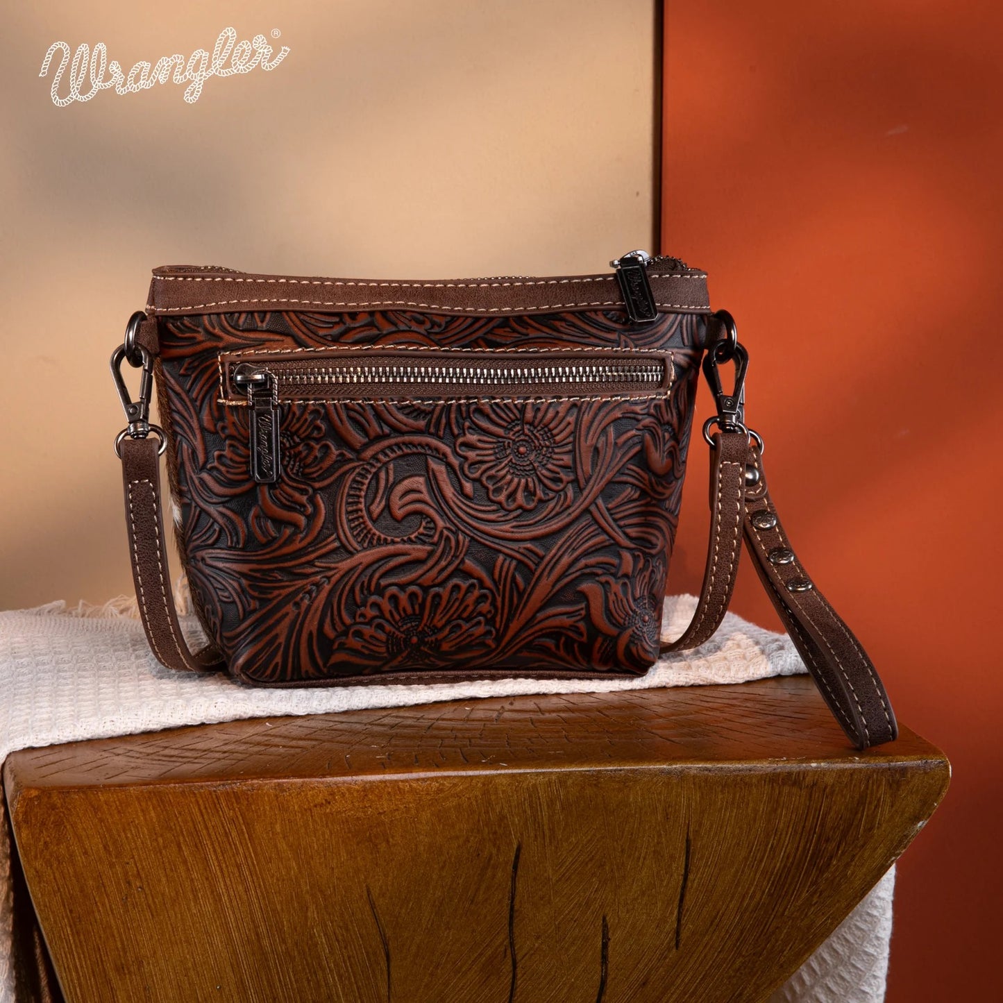 Wrangler Genuine Hair-On Cowhide Crossbody Clutch Wristlet