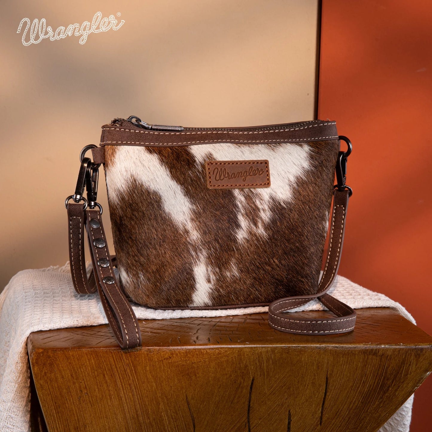 Wrangler Genuine Hair-On Cowhide Crossbody Clutch Wristlet