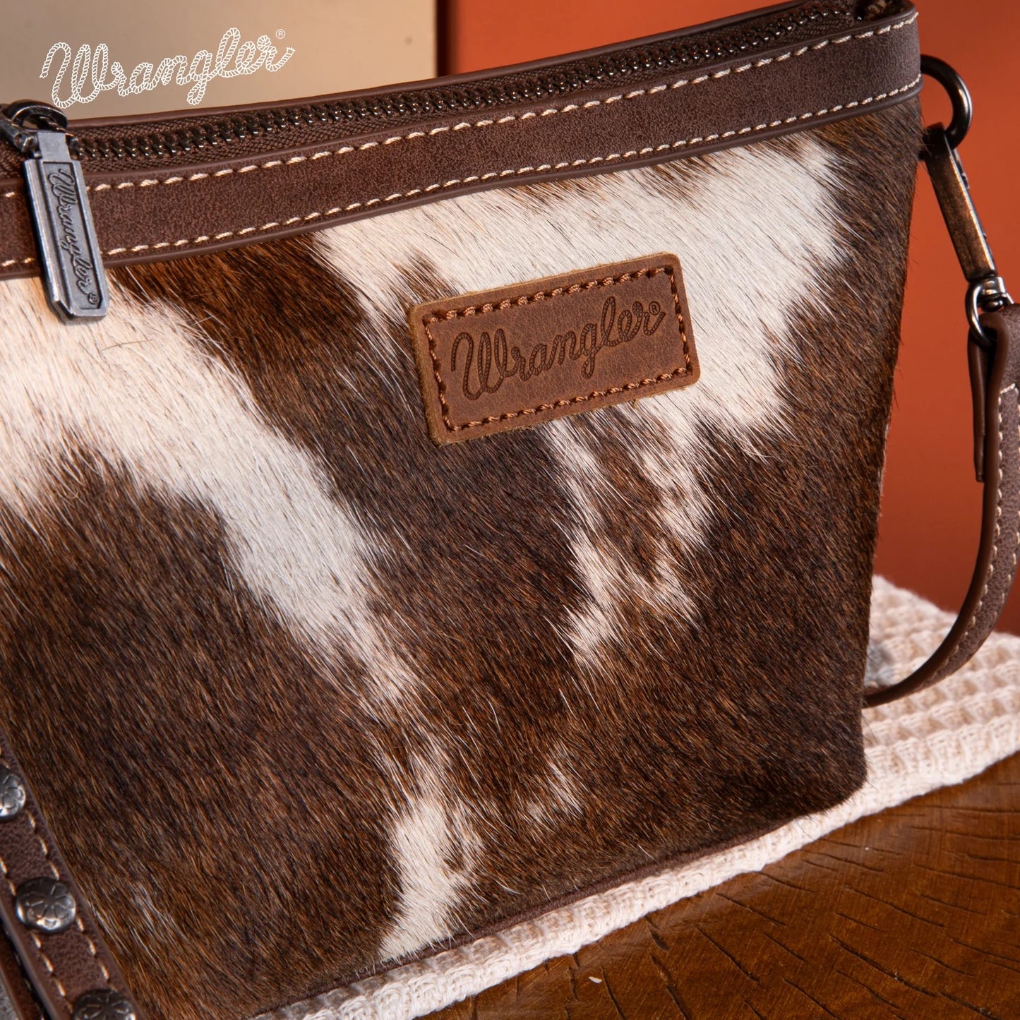 Wrangler Genuine Hair-On Cowhide Crossbody Clutch Wristlet