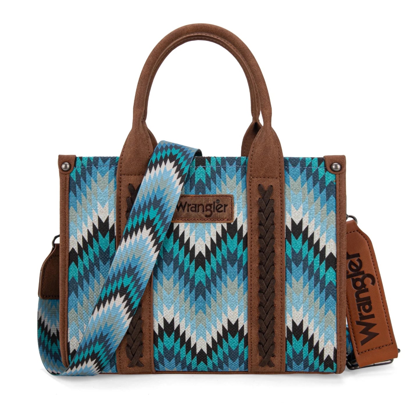 Wrangler Retro Chevron Southwestern Print Dual Sided Print Concealed Carry Crossbody Tote Handbag