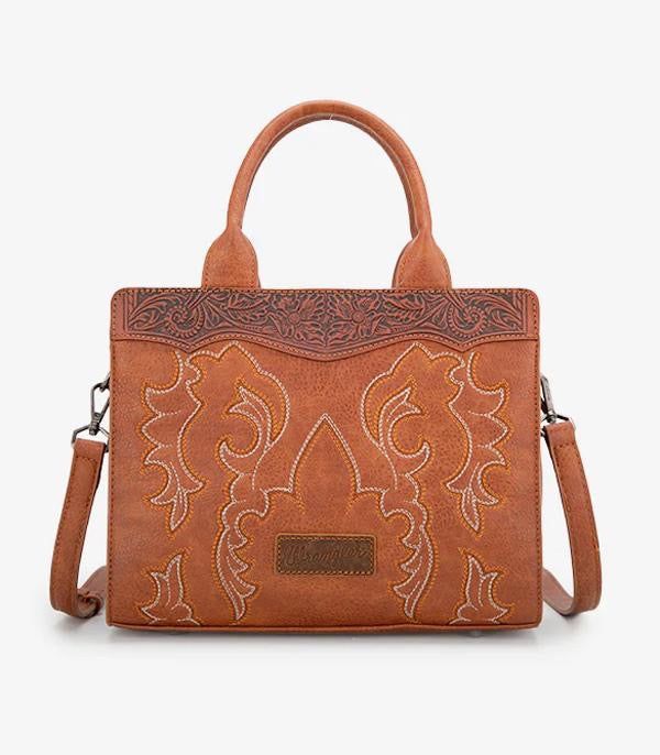 Wrangler Embroidered Boot Scroll Tote Crossbody Bag