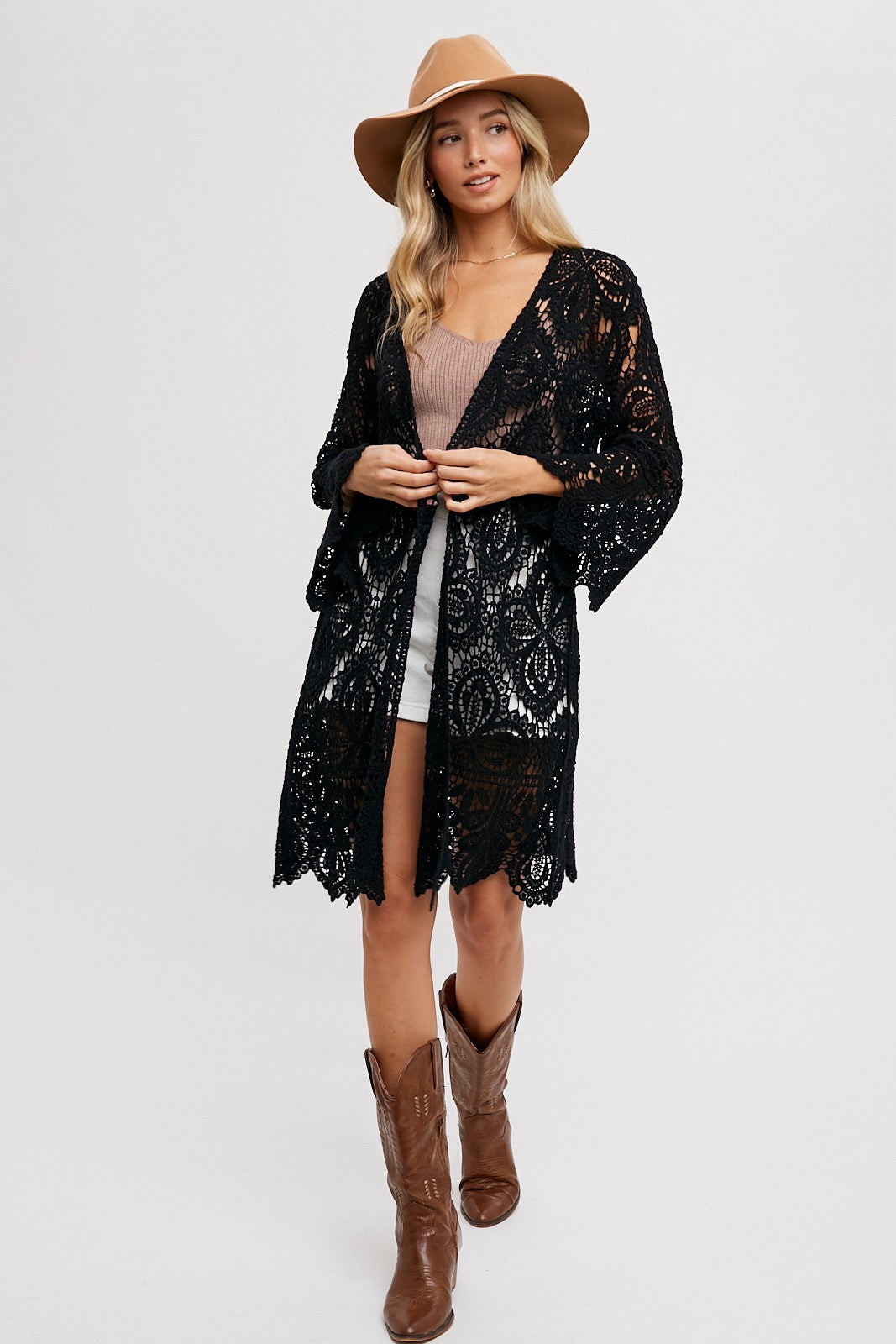 Long Lacey Crochet Cardigan