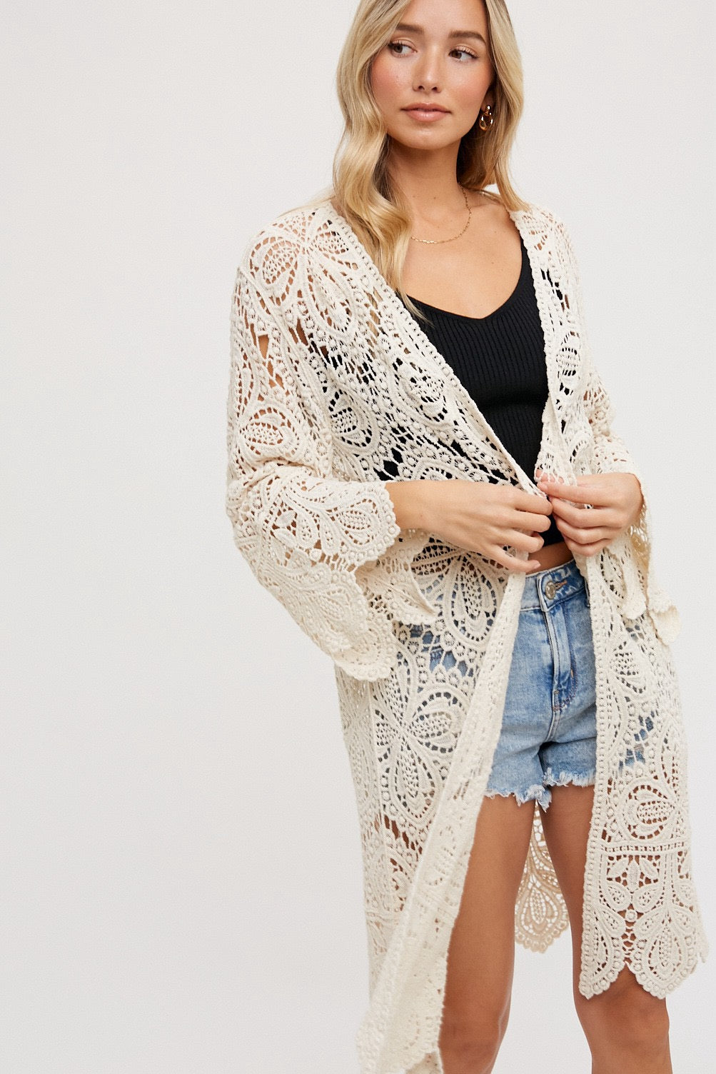 Long Lacey Crochet Cardigan