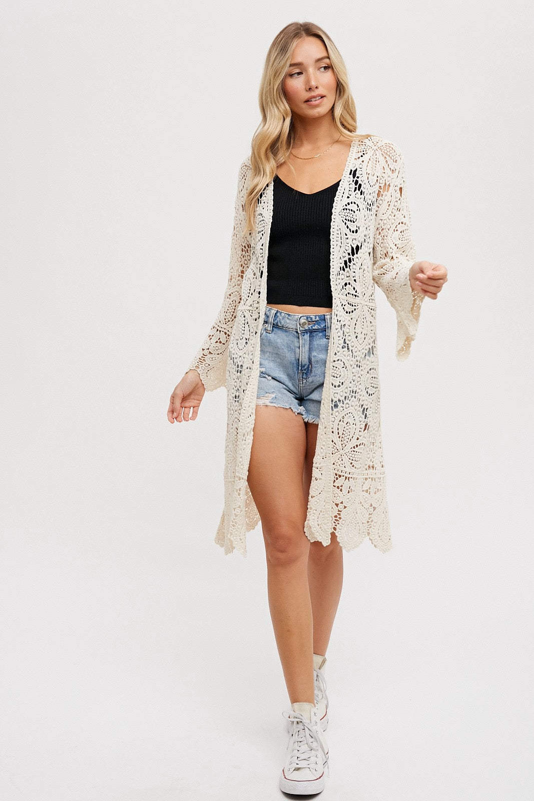 Long Lacey Crochet Cardigan