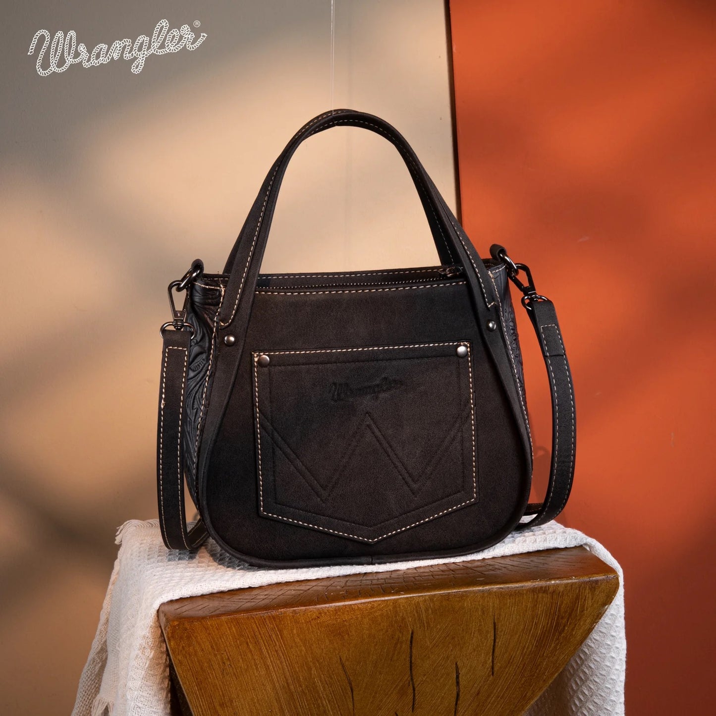 Wrangler Genuine Hair-On Cowhide Tote/Crossbody Bag