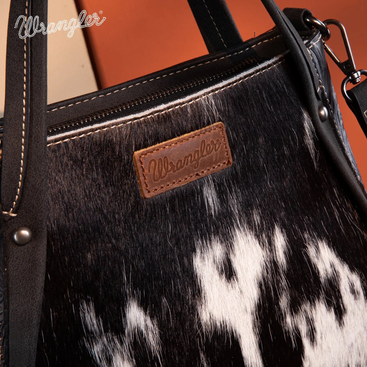 Wrangler Genuine Hair-On Cowhide Tote/Crossbody Bag