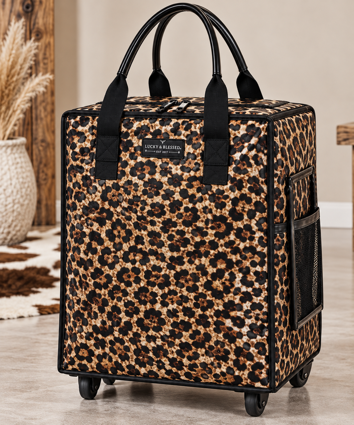 The Easy Haul Western Rolling Travel Bag – Horseshoe, Leopard & Classic Black