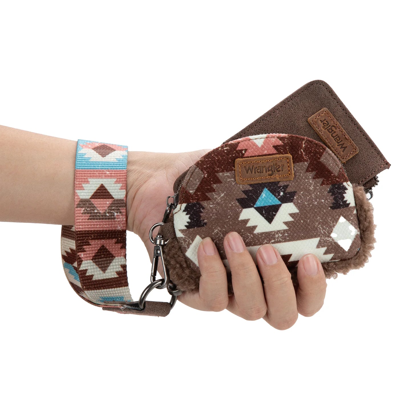 Wrangler Sherpa Southwestern Art Print Dual Pouch Wristlet
