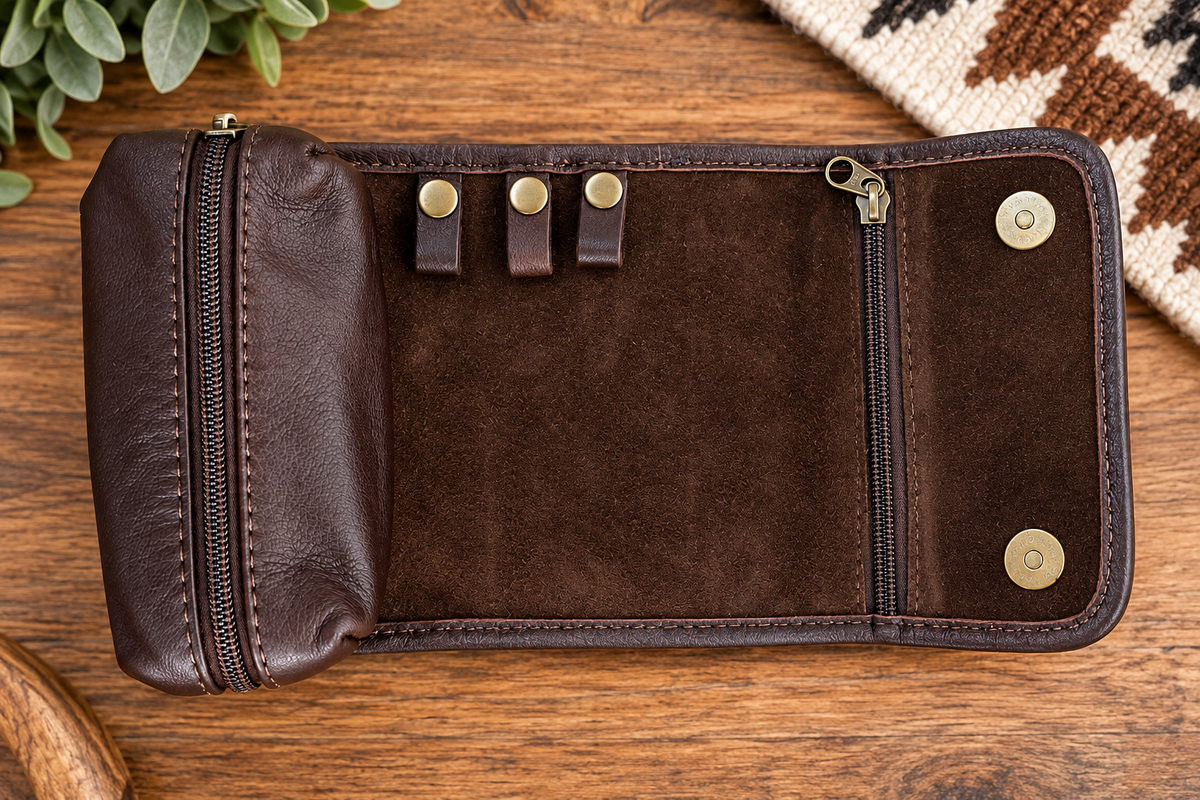 Genuine Leather On-the-Go Jewelry & Makeup Travel Case