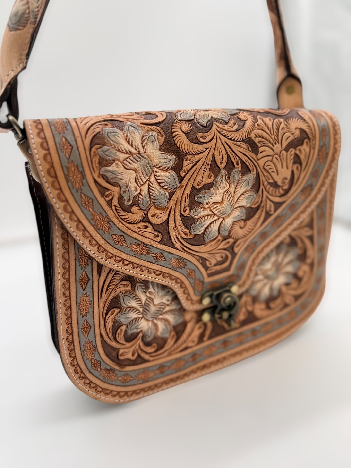 The Savannah Tooled Bag with Shoulder Strap and Crossbody Strap